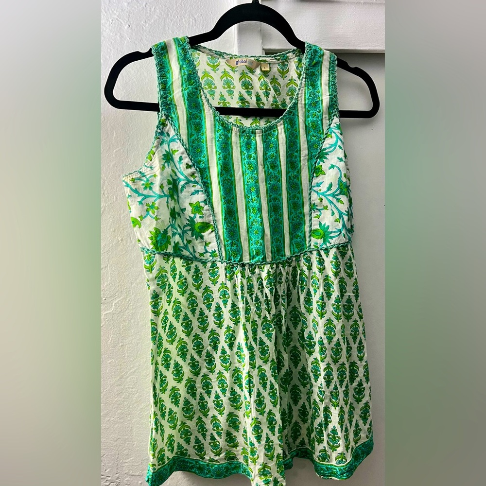 Vintage Vibes colorful sleeveless top 100% cotton